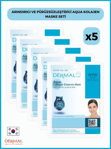 Dermal Sıkılaştırıcı, Nemlendirici, Arındırıcı Aqua Kolajen Maske 23gr 5 Adet ürün görseli 1