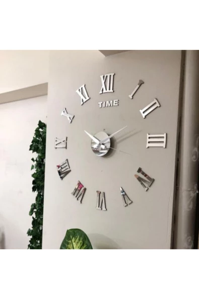HYL Duvar Saati Büyük 3d Romen Rakamlı Duvar Saati (gümüş) 10 Cm Rakam Büyüklüğü ürün görseli 1