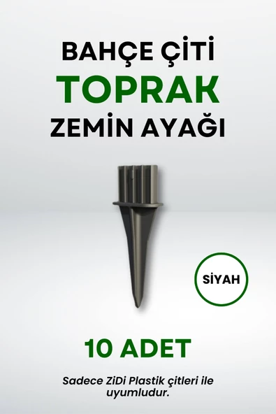 Çit Uyumlu 10'lu Toprak Zemin Ayak - Siyah ürün görseli 1