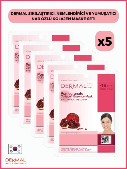 Dermal Sıkılaştırıcı, Nemlendirici Ve Yumuşatıcı Nar Özlü Kolajen Maske 23gr 5 Adet ürün görseli 1