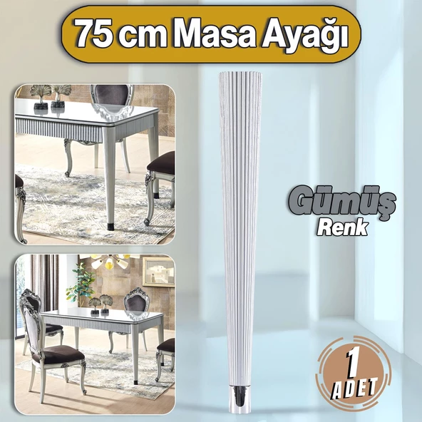 Suit Masa Dresuar Ayağı 75 cm Plastik Gümüş Ayak Mutfak Yemek Masası Mobilya Ayakları ürün görseli 1