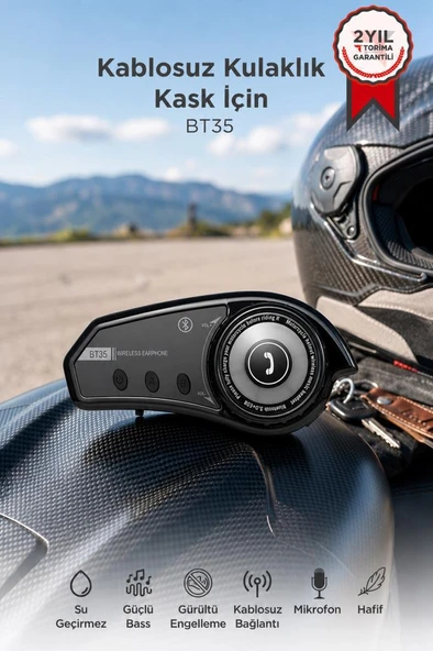 Bluetooth Motosiklet Kask Kulaklığı Rgb Işıklı Yüksek Sesli Intercom With Light BT35 ürün görseli 1