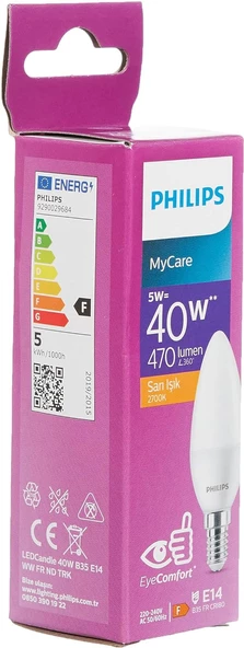 Philips LEDCandle 40 W B35 E14 Ampul ürün görseli 1