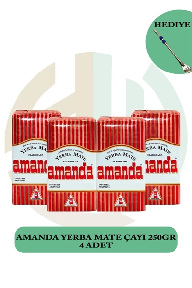 AMANDA YERBA MATE ÇAY 250 GR X4 ADET + paslanmaz çelik pipet (HEDİYE) ürün görseli 1