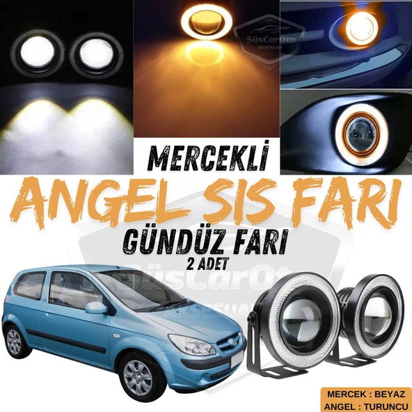 Hyundai Getz 2002–2011 Uyumlu Üniversal Mercekli Angel Sis Farı Metal Su Geçirmez 76 mm Turuncu Halkalı Gündüz Farı Angel Eyes 2 Adet ürün görseli 1