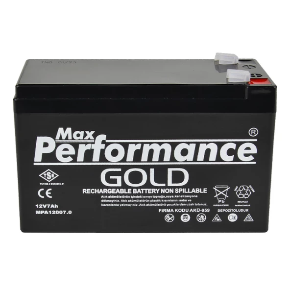 Max Performance Gold 12V 7.0 Ah Bakımsız Kuru Akü ürün görseli 1