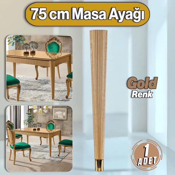 Suit Masa Dresuar Ayağı 75 cm Plastik Gold Altın Ayak Mutfak Yemek Masası Mobilya Ayakları ürün görseli 1