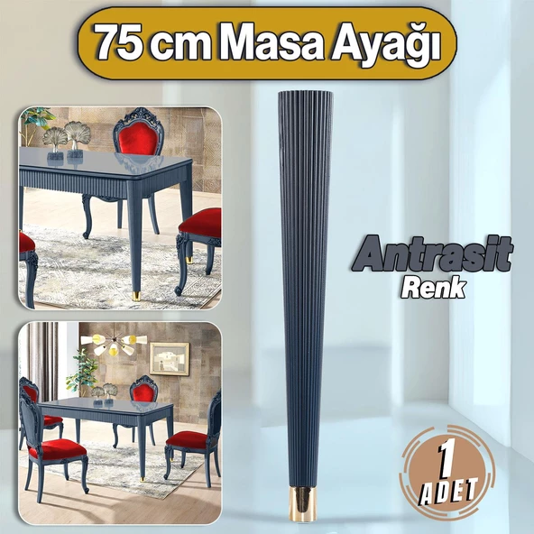 Suit Masa Dresuar Ayağı 75 cm Plastik Antrasit Mutfak Yemek Masası Mobilya Ayakları Antrasit Gri ürün görseli 1