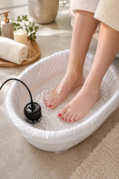MivelaCure Pedikür Ayak Banyosu Galoşu Tek Kullanımlık Şeffaf Spa Masaj Küvet Poşeti 80x82cm 50 Ad. ürün görseli 1