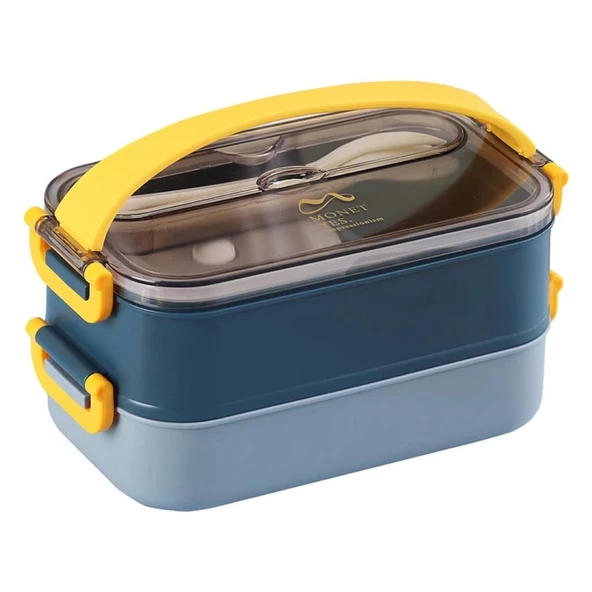 Vagon Paslanmaz Çelik Lunch Box 1500 ML Çift Katlı Saklama Beslenme Kabı (Karışık Renk 1 Adet) ürün görseli 1