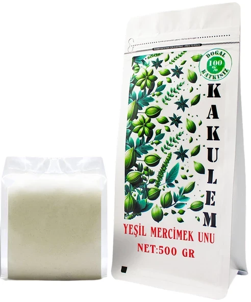 KAKULEM GLUTENSİZ SERTİFİKALI Yeşil Mercimek Unu 500 GR ürün görseli 1