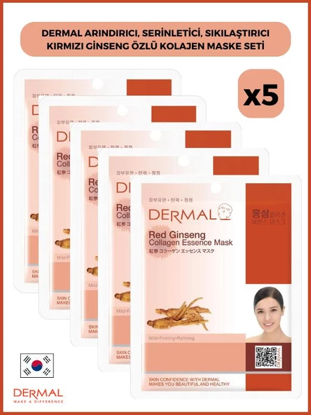 Dermal Arındırıcı, Serinletici, Sıkılaştırıcı Kırmızı Ginseng Özlü Kolajen Maske 23gr 5 Adet ürün görseli 1