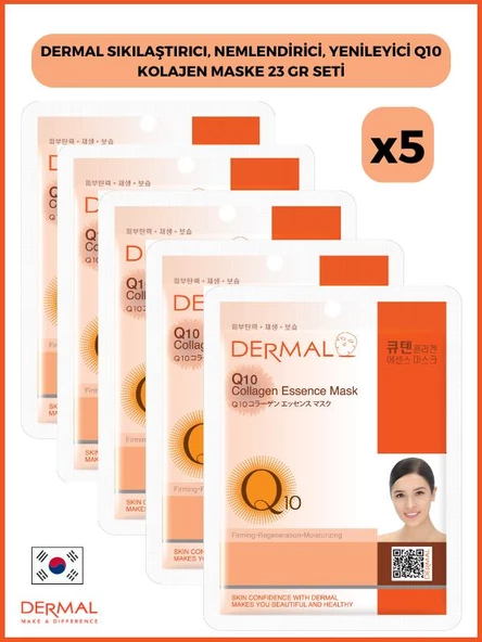 Dermal Sıkılaştırıcı, Nemlendirici, Yenileyici Q10 Kolajen Maske 23 Gr 5 Adet ürün görseli 1