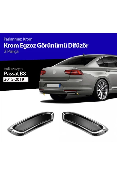 Volkswagen Passat B8 Krom Egzoz Görünümü Difüzör Çıtası 2015-2018 ürün görseli 1