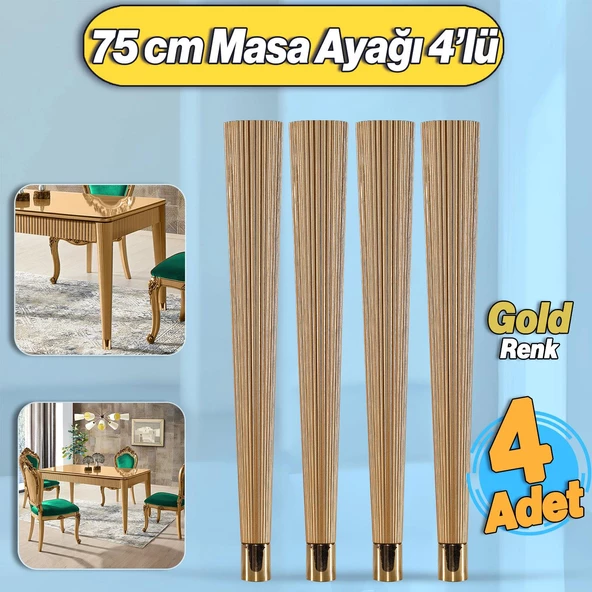 4 Adet Suit Masa Dresuar Ayağı 75 cm Plastik Gold Altın Ayak Mutfak Yemek Masası Mobilya Ayakları ürün görseli 1