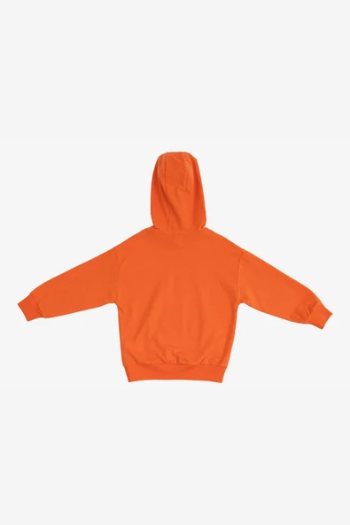 Uthar Turuncu Pamuklu Kapşonlu Çocuk Sweatshirt - Resim 2