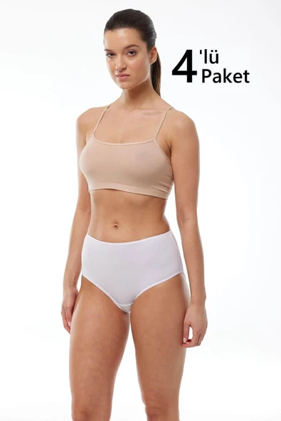 Malabadi 1030 4'Lü Paket Kadın Modal Yüksek Bel Battal Slip & Külot ürün görseli 1