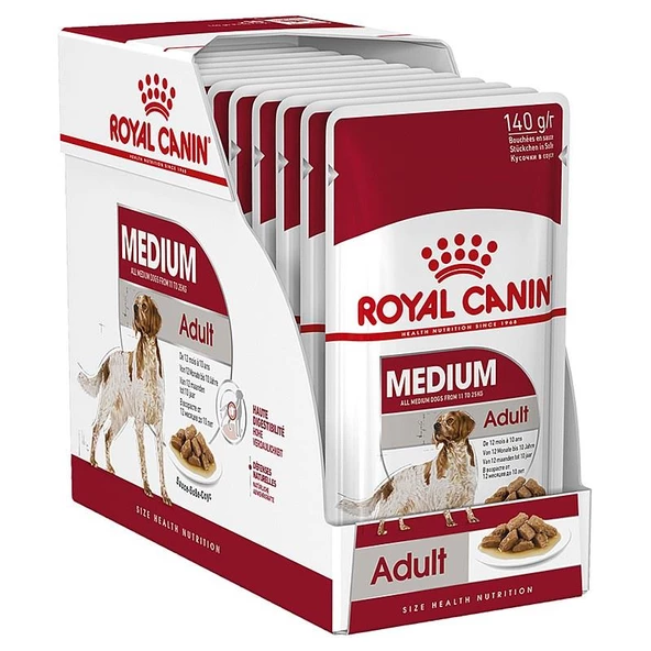 Royal Canin Medium Adult Yetişkin Gravy Köpek Yaş Maması 140 Gr x 10 Adet ürün görseli 1
