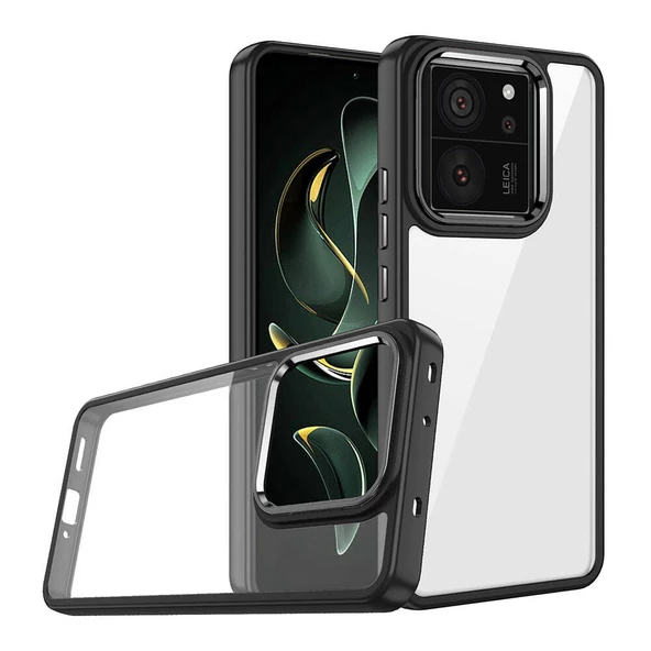 Xiaomi Mi 13T Pro Kılıf Kamera Çıkıntılı Arkası Şeffaf Köşeleri Parlak Renkli Işlemeli Flora Kapak ürün görseli 1