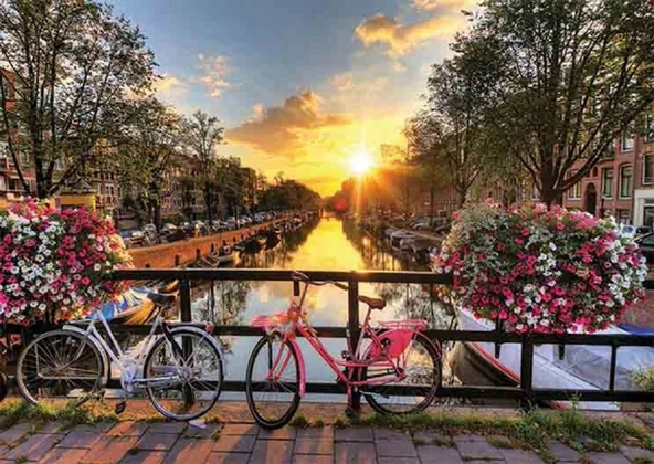 Gold Puzzle 1000 Parça Kanalda Gün Batımı, Amsterdam Puzzle ürün görseli 1