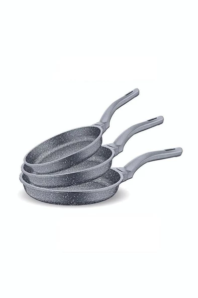 FMS D3000 Döküm Granit 3 Parça Tava Seti Gri (20-24-28 cm) ürün görseli 1
