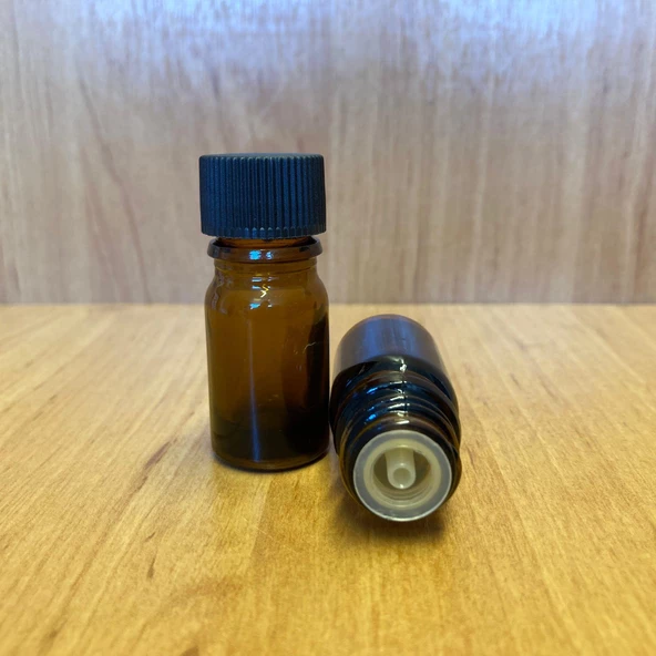 Siyah Kapaklı KAhverengi  Içten Damlalıklı Cam Şişe 5 Ml  , 5 cc Kolonya Tıpalı Cam Şişe x 6 Adet ürün görseli 1