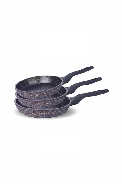 FMS D3000 Döküm Granit 3 Parça Tava Seti Siyah (20-24-28 cm) ürün görseli 1