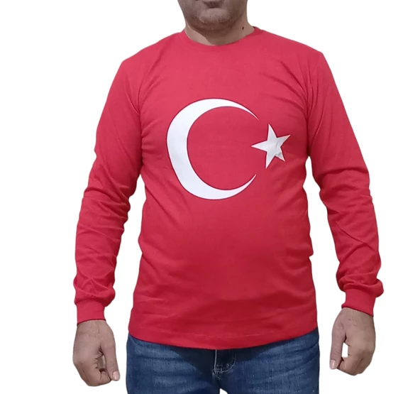 uzun kollu bayrak tişört unisex model mevzimlik ürün ürün görseli 1