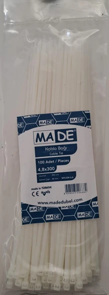 MADE KABLO BAĞI 4,8X300 mm BEYAZ 100 LÜ ürün görseli 1