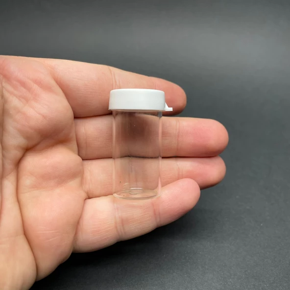 8Ml Cam Deney Tüpü  (4 Cm) , Plastik Kapaklı Cam Deney Tüpü x 10 Adet ürün görseli 1