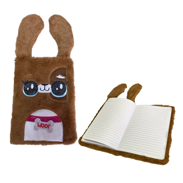 Maxx Fy-5 Woof Kulaklı Pelüş Defter 80 Ypr Çizgili - Kahverengi ürün görseli 1