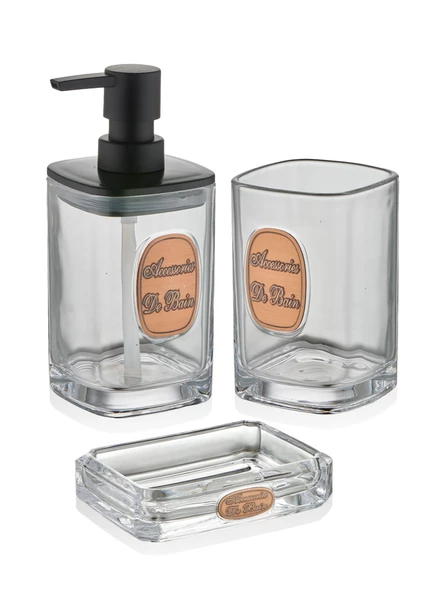The Mia Globe Banyo Seti 3 Parça Şeffaf 330 ml BNY0030 ürün görseli 1