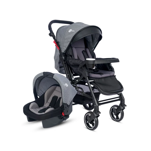 4 Baby Active Plus Siyah Çift Yönlü Travel Sistem Bebek Arabası Gri ürün görseli 1