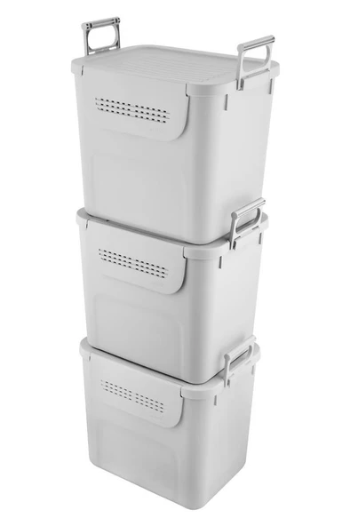 Geseus Motek  Mybox 3x30 Litre Kulplu Çok Amaçlı Organizer Saklama Kutusu-MT-35 ürün görseli 1