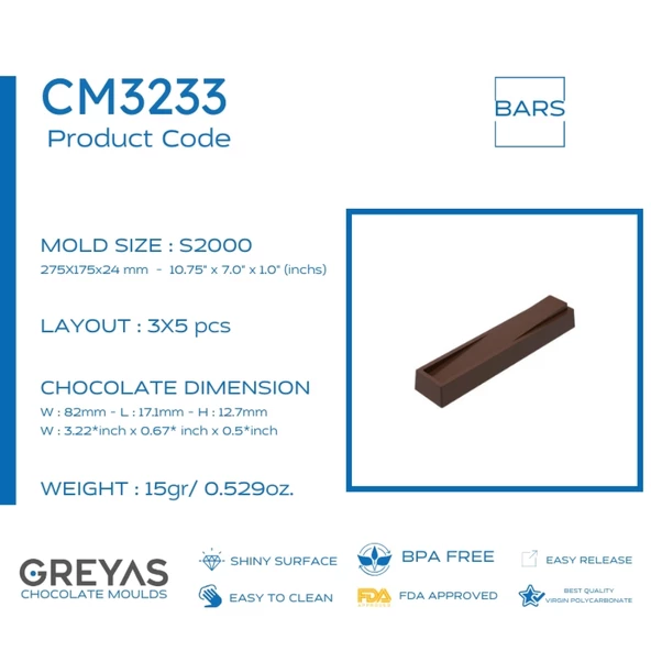 Polikarbon Bar Çikolata Kalıbı 15 gr | Cm-3233 - Resim 4