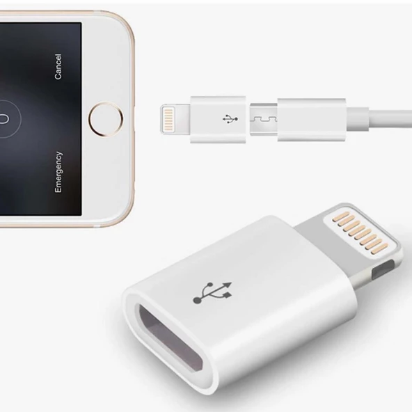 Micro Usb Dönüştürücü Adaptör Apple iPhone / iPad  OTG Aparat - Resim 4