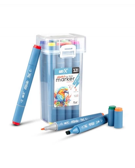 Rich Art X Sketch Duo Marker Çift Uçlu Marker Kalem 12 Renk Set 18046 ürün görseli 1