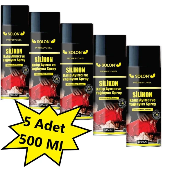 5 Adet Silikon Kalıp Ayrıcı ve Yağlayıcı Sprey 500 Ml ürün görseli 1