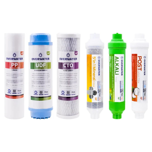 OverWater Açık Kasa Su Arıtma Cihazı 6 lı Filtresi Seti Aşamalı ( Membransız Set ) FKN60MA ürün görseli 1