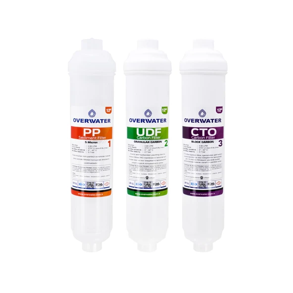 OverWater Kapalı Kasa Su Arıtma Cihazı 3 lü Inline Filtresi Seti Aşamalı ( Membransız Set ) FIN3 ürün görseli 1