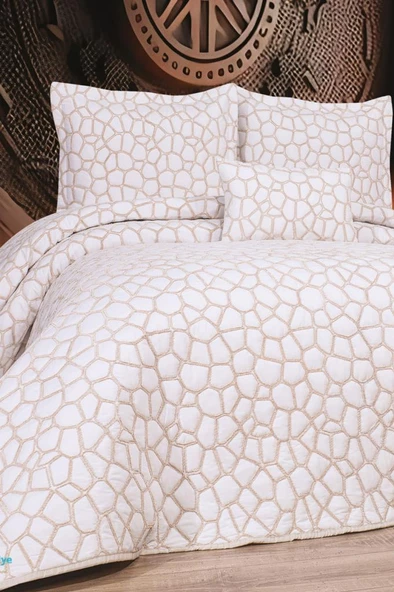 Stone 4 Parça Yatak Örtüsü 240x260 Beyaz Cappucino ürün görseli 1
