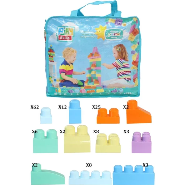Asya Oyuncak Pastel Blok Yapı Oyuncakları Çanta 133 Parça 3004 ürün görseli 1