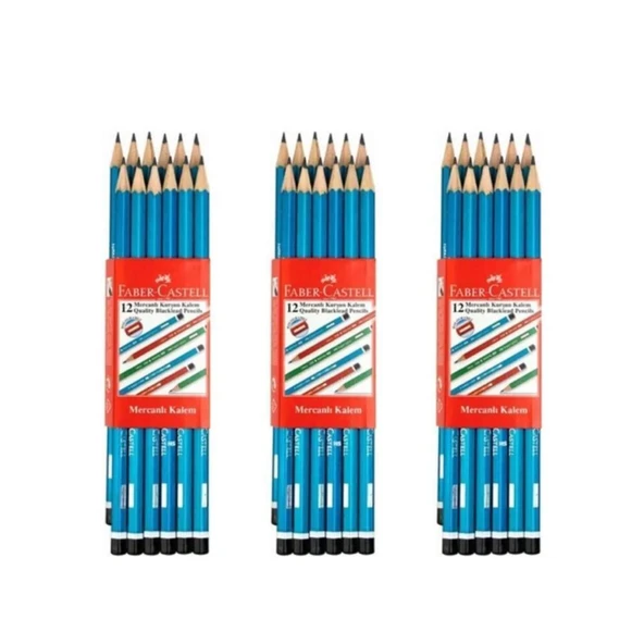 Faber-Castell Kurşun Kalem Köşeli Mercanlı -  36 ADET ürün görseli 1