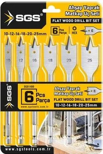 SGS  6 Parça Ahşap Yaprak Matkap Ucu Seti ürün görseli 1