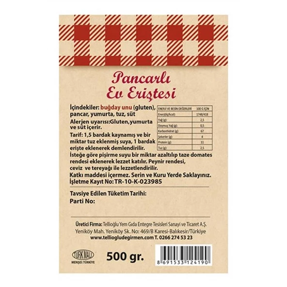 Pancarlı Ev Eriştesi 500 G - Resim 2