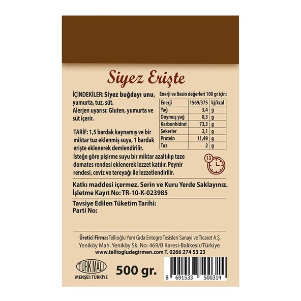 Siyez Erişte 500 Gr - Resim 2