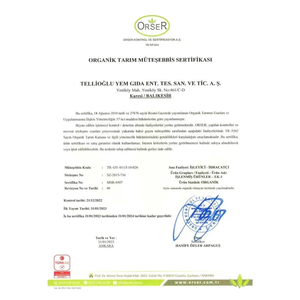 Tellioğlu Organik Özel Amaçlı Un 1 Kg - Resim 2