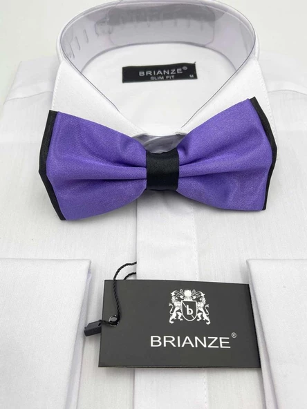 Brianze Koyu Lila Siyah Saten Papyon ürün görseli 1