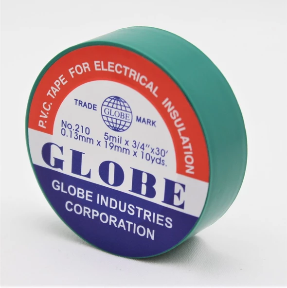 Globe Pvc Elektrik İzolasyon Bant "0.13X19X10Yards" (Yeşil) (500'Lü 1 Koli) ürün görseli 1