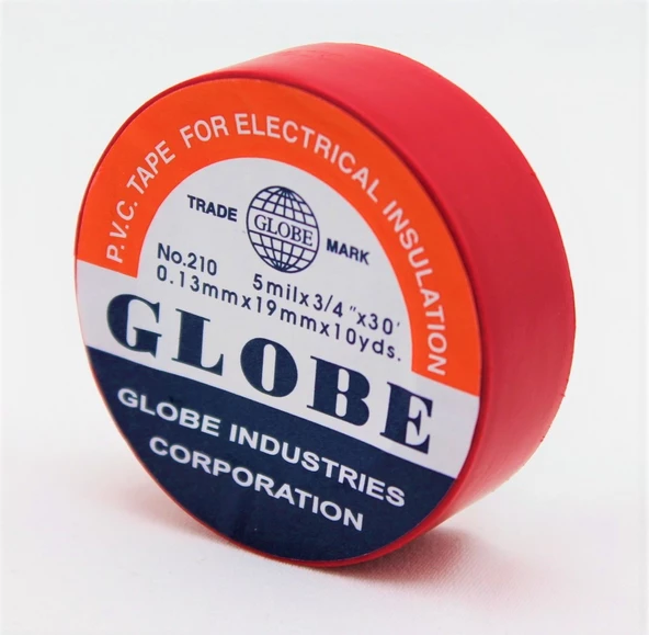 Globe Pvc Elektrik İzolasyon Bant "0.13X19X10Yards" (Kırmızı) (500'lü 1 koli) ürün görseli 1